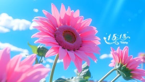蓝天下耀眼花朵