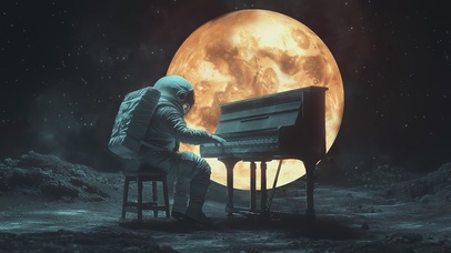 太空人弹钢琴