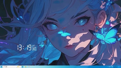 长发蓝发女孩主题