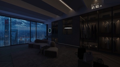 现代简约室内看雨