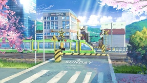日系樱花电车街道