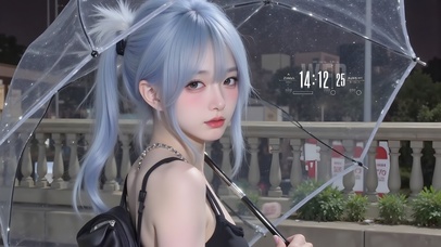 雨天打伞的女孩