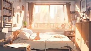 窗台落日