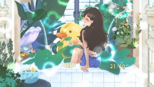 治愈小黄鸭浴室女孩