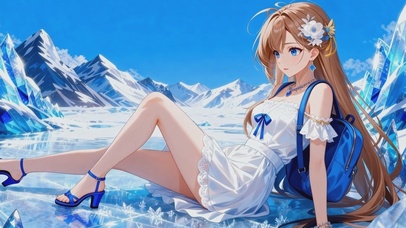 冰面黄发背包长腿美女4k