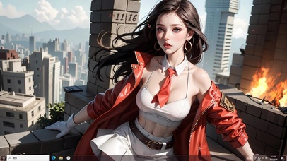 4k红衣短裙纯欲城市上空美少女