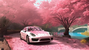 4K樱花树下超跑