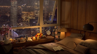 床头窗户的雨天