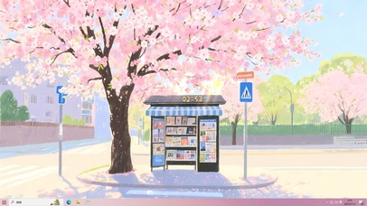  樱花街道旁报刊