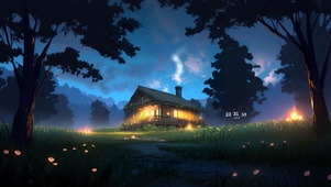 夏夜 森林小屋