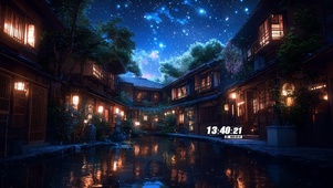 夜空后院池塘