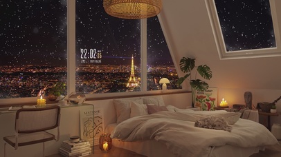 4K唯美治愈浪漫巴黎城市房间