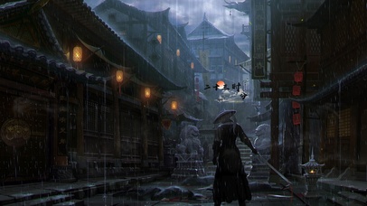 古风雨天长安雨中侠客