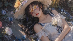 夏日乘凉女孩