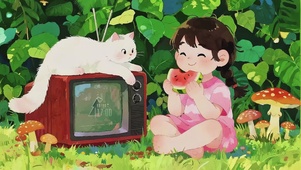 旧电视旁的夏日治愈时刻