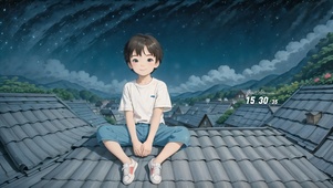 屋顶男孩（可做情侣壁纸）