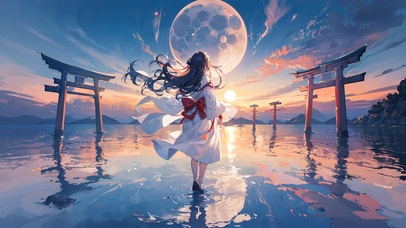 AI-午后水面涟漪女孩