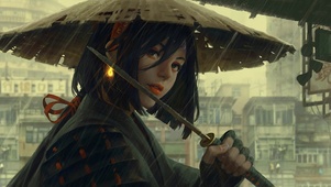 雨中侠女