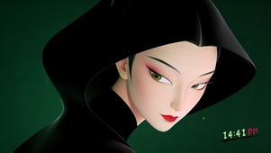 东方意境！黑衣女