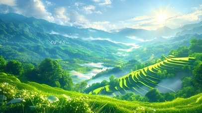 绿色梯田山水