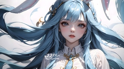 清纯蓝发兔耳美少女
