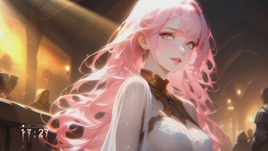 可爱粉色头发女孩