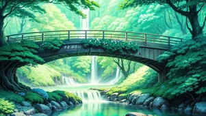 4K唯美治愈梦幻森林瀑布
