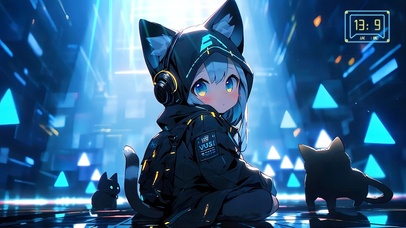 赛博朋克夜行猫萝莉