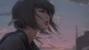 黄昏下的女孩