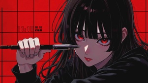手握笔的少女