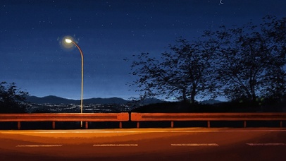 唯美夜幕下的路灯