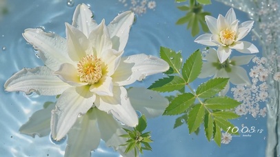 夏日清凉水中花