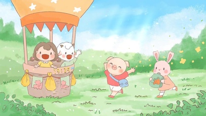 治愈清新草地玩耍的小可爱