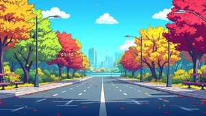 落叶知秋城市公路
