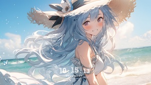 4K 夏日海边少女