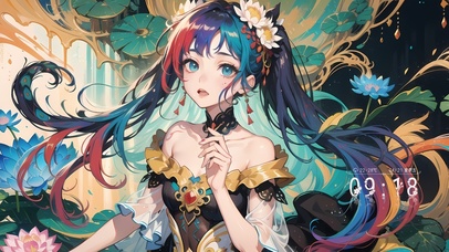 4k炫彩手绘少女