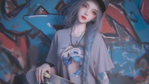 4K可爱涂鸦少女