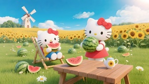 吃西瓜的kitty猫
