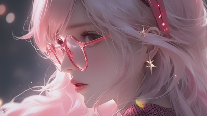 【4k】可爱甜美3D眼镜少女