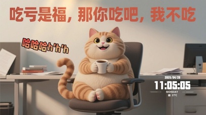 小胖猫萌趣文字桌面