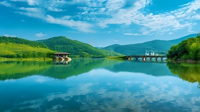 4k蓝天白云倒影