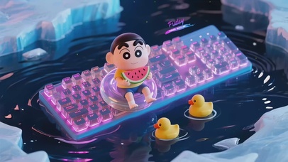 夏日清凉键盘上的小新