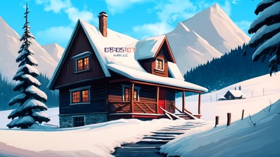 4k唯美雪景小屋