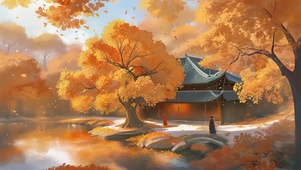 湖边秋色