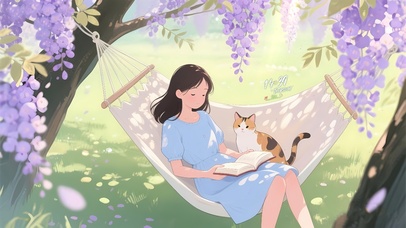 悠闲夏日秋千少女