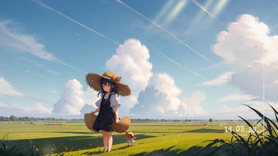 田野草帽小女孩