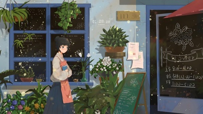 唯美清新花店少女
