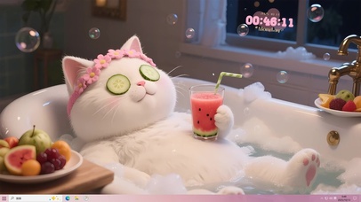 悠闲鱼缸泡澡猫