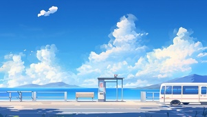 清新 海边站台