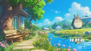 护眼蓝天白云绿景